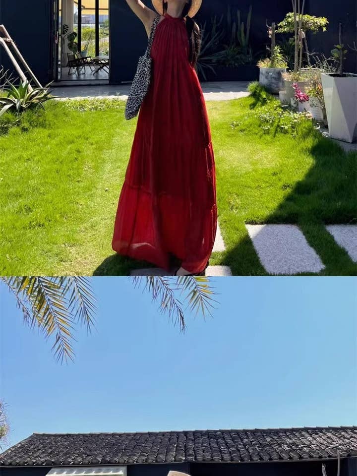 Rouge Robe rétro chinoise moderne printemps 25 chic en vente sur Faire9