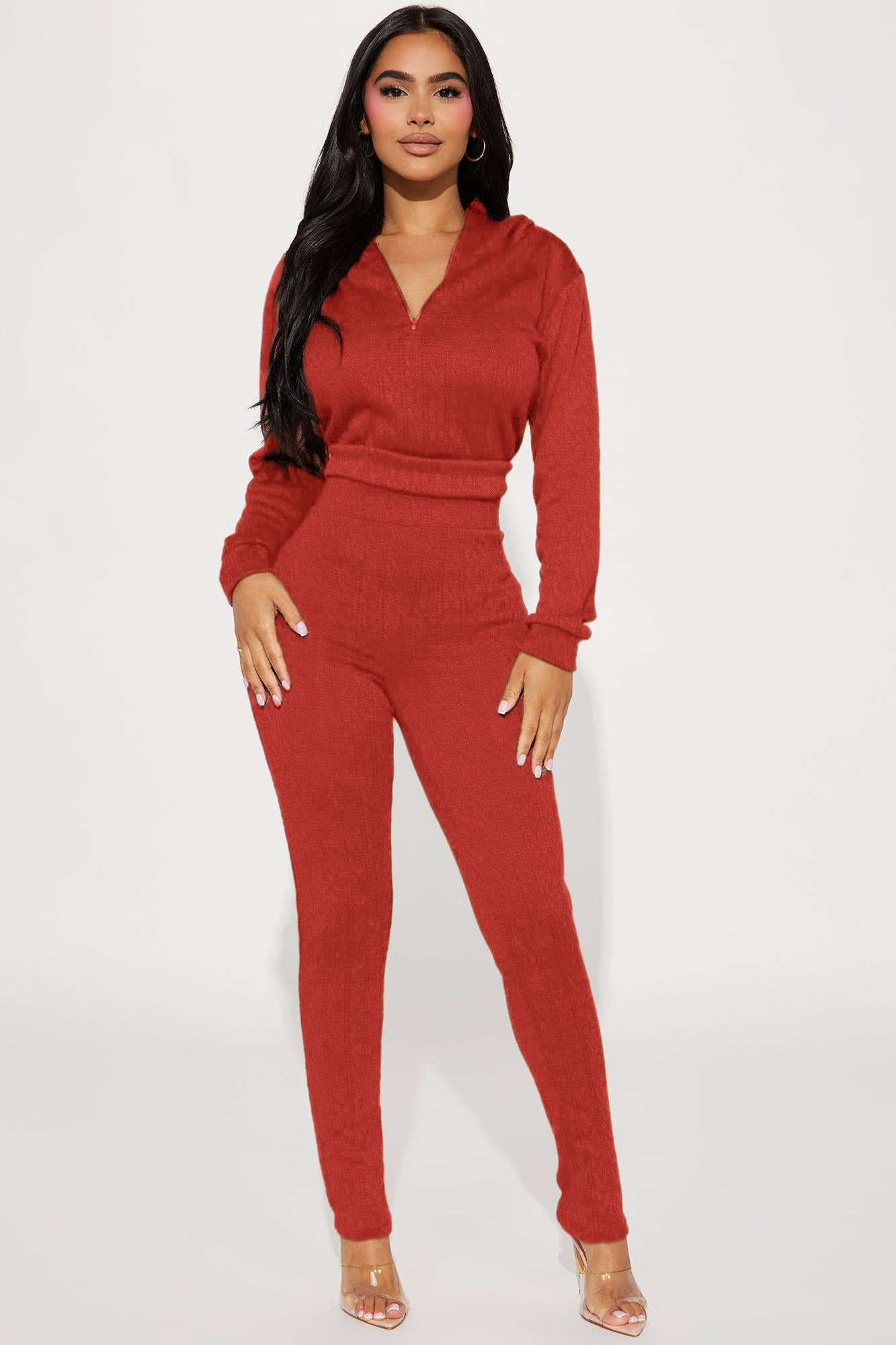 5besties inc - Wholesale Top & Pant Set (NOT Loungewear) - Women's - JAQUARD KNIT HOODIES AND SKINNY PANTS SET5