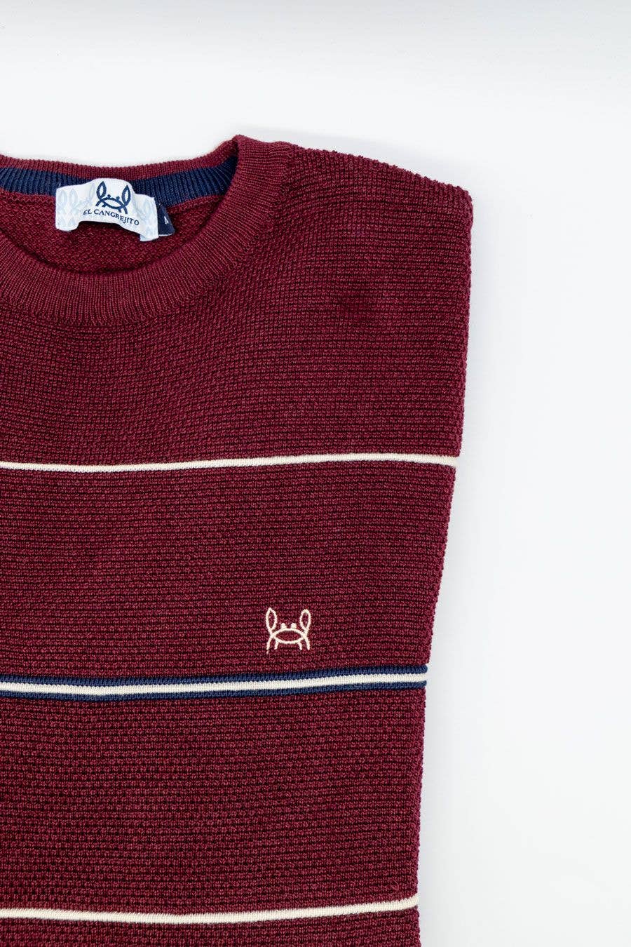 Custi Mikelo: Men's Clothing & Christmas Gifts – wholesale Knitted jumper – Men′s – Burgundy Striped Jersey0