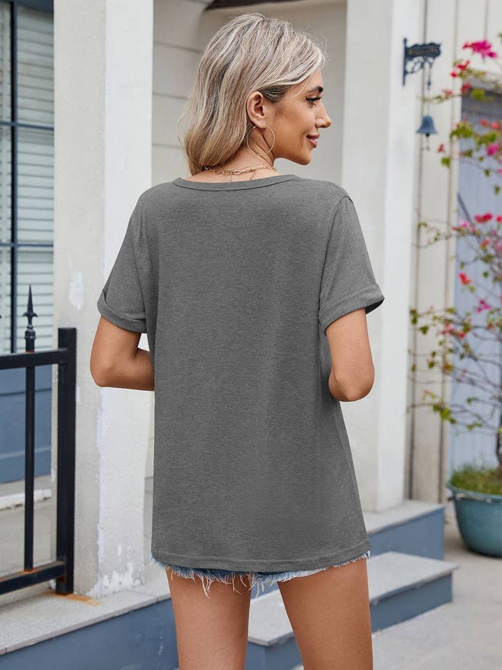 Lovesoft - Wholesale T-Shirt - Women's - V-Neck Loose Short Sleeve T-Shirt11