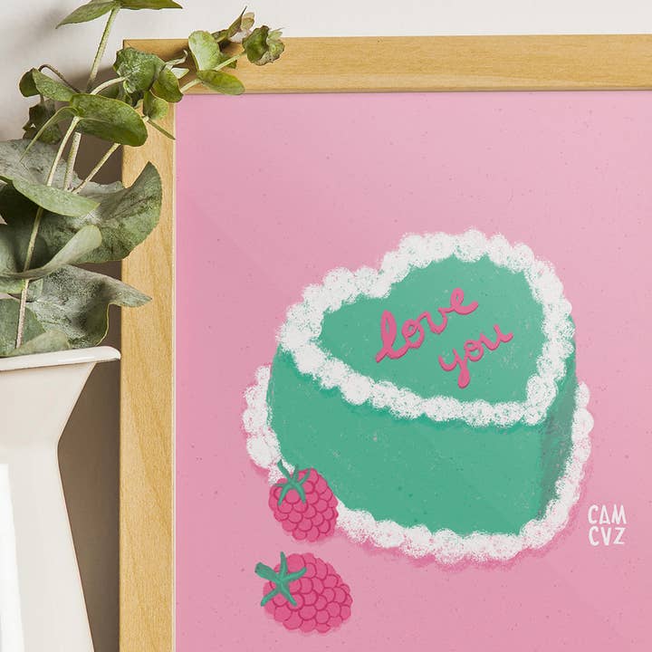 Camille Cauvez illustration et papeterie - Wholesale Art Print - Bento cake | display pastry, cooking, love, Valentine's Day1