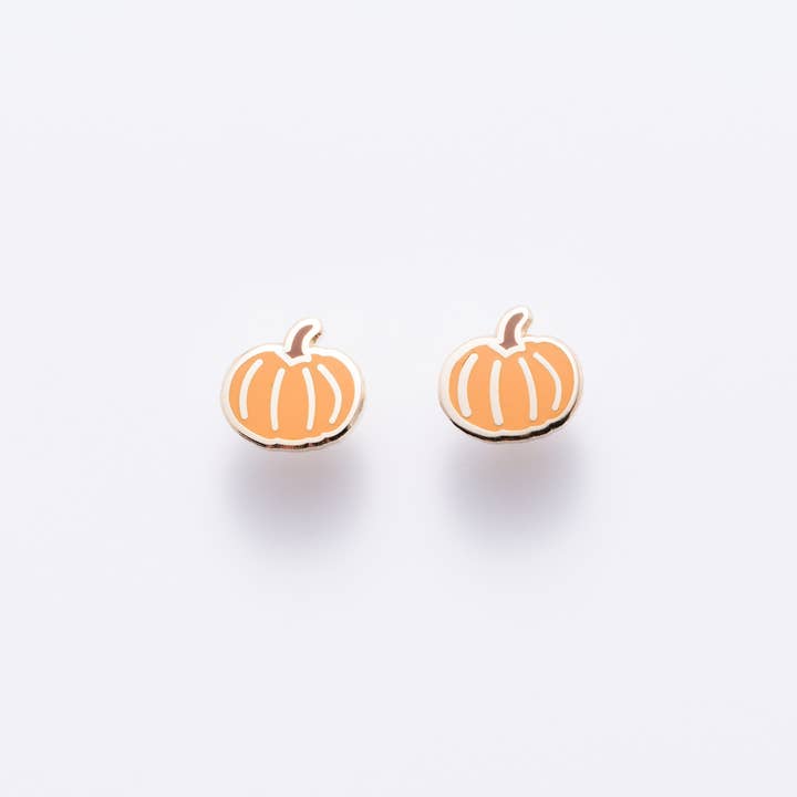 Pumpkin Enamel Stud Earrings  for wholesale by Larissa Loden