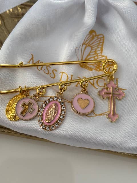 Miss DJ Angel - Wholesale Brooch - Ex-voto brooch, cross brooch and religious medal, rose cross brooch, cross gift for mom, rose cross ceremony gift, kawaii cross.2