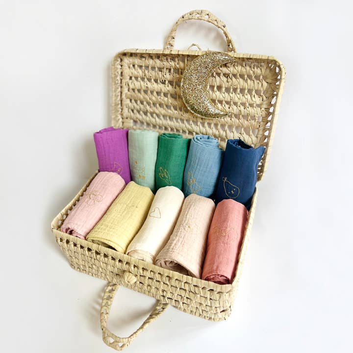BARNABÉ AIME LE CAFÉ - Wholesale Swaddle - Baby - Double gauze cotton embroidered baby diaper