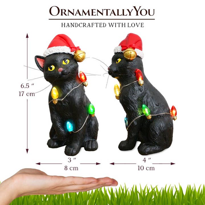 OrnamentallyYou - Wholesale Decorative Figurine - Festive Black Cat with LED Lights Figurine, 7" Home Decor2