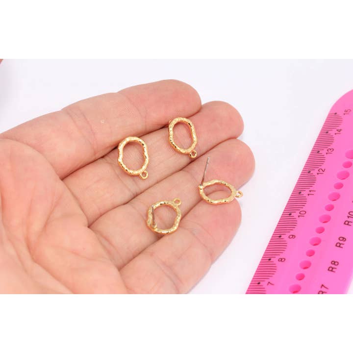 12x15mm 24k Skinnende Guld Ovale Øreringe, Ovale Øreringe, SLM119 for engroshandel hos QueenJewelryM