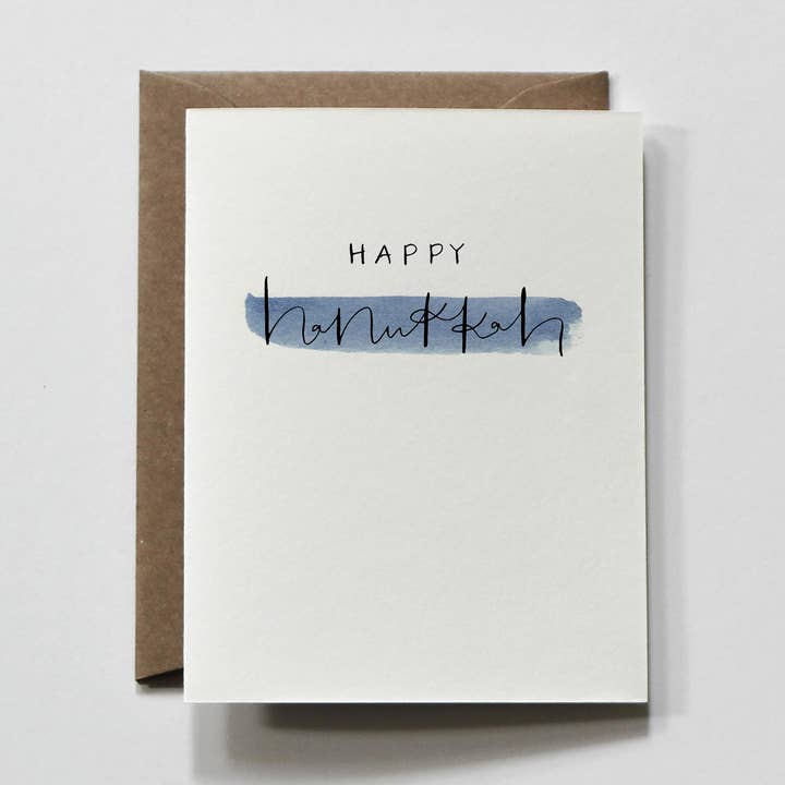 Lycklig Hanukkah | Blue Wash Hanukkah Holiday gratulationskort för wholesale av everglow handmade