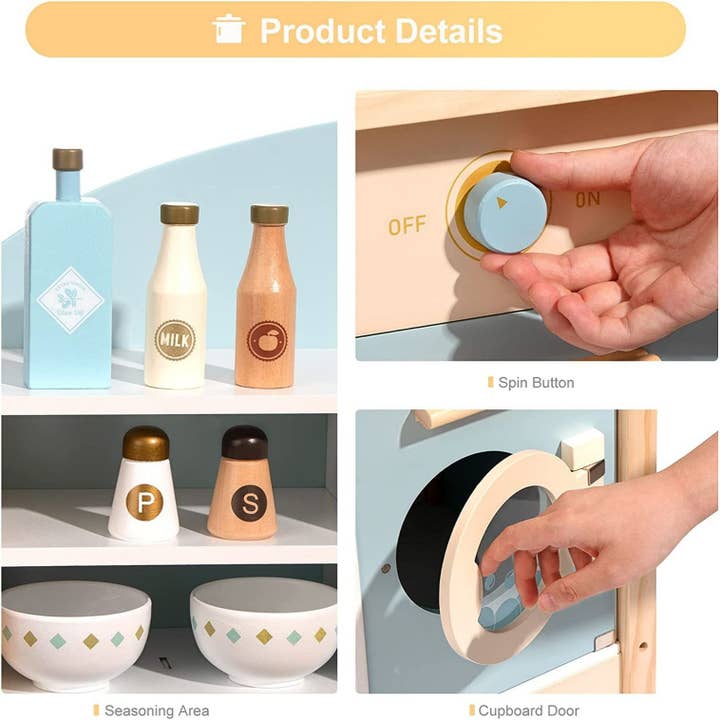 Robud & Mewoofun Official Store - Vendita all'ingrosso Set di giocattoli - Bambini - Robud Grande Cucina Giocattolo in Legno per Bambini Chef Gioco di Ruolo