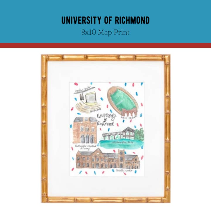 University of Richmond Map Print for wholesale by Rachel Tenny