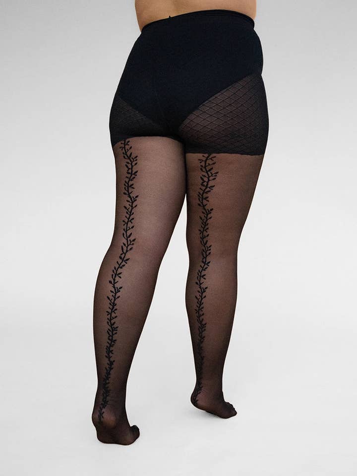 Rachel - Wholesale Tights - Women's - Leaf Back Line Tights 30D