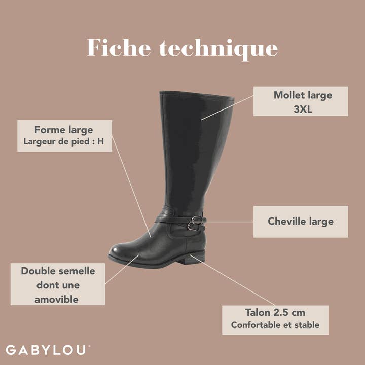 Gabylou - Wholesale Boots - Women's - 3XL Boots for Wide Calves - Model Lise10