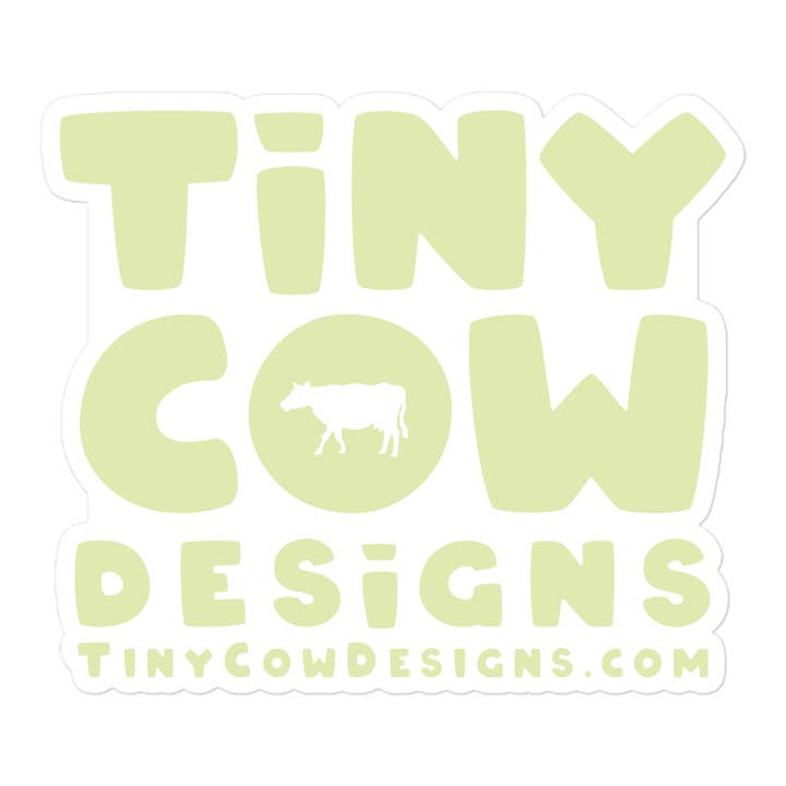 "Moo Merch" Logo Sticker - Green for wholesale by Tiny Cow Designs
