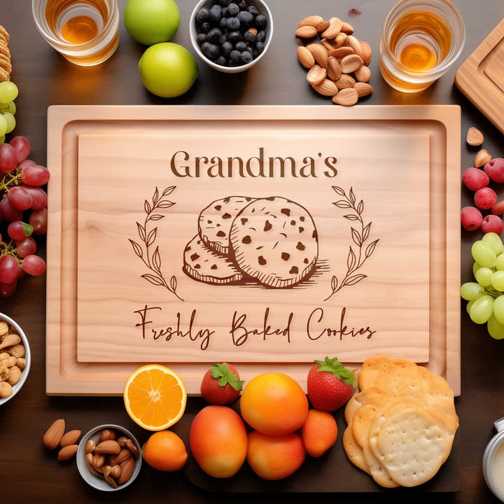 Bedstemors kagefad indgraveret skærebræt – julegave for engroshandel hos Southern Farm Signs