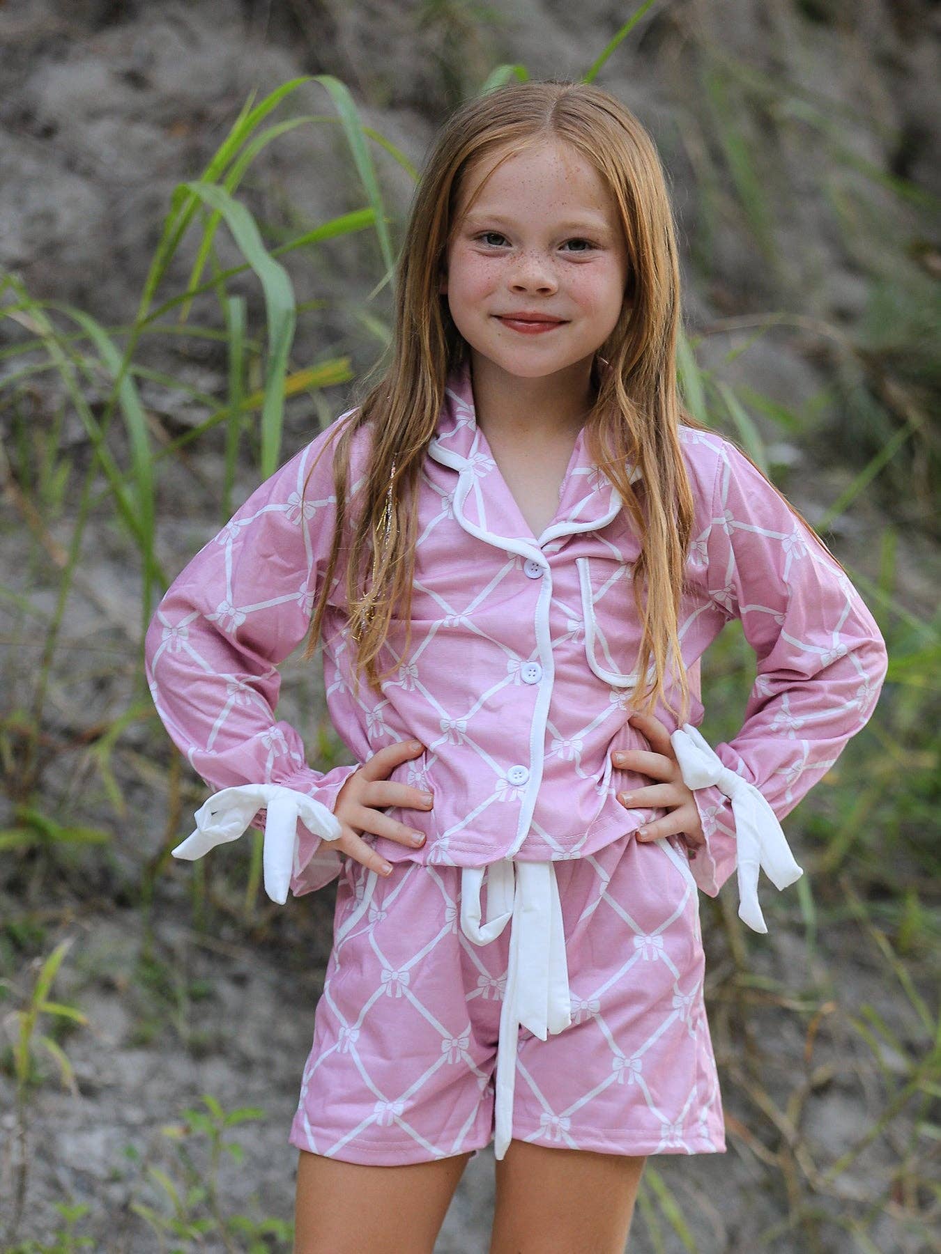 Rylee Faith Designs - Wholesale Sleepwear Set - Kids - Mommy & me Autumn Check Bow Girls Lapel Pajamas2