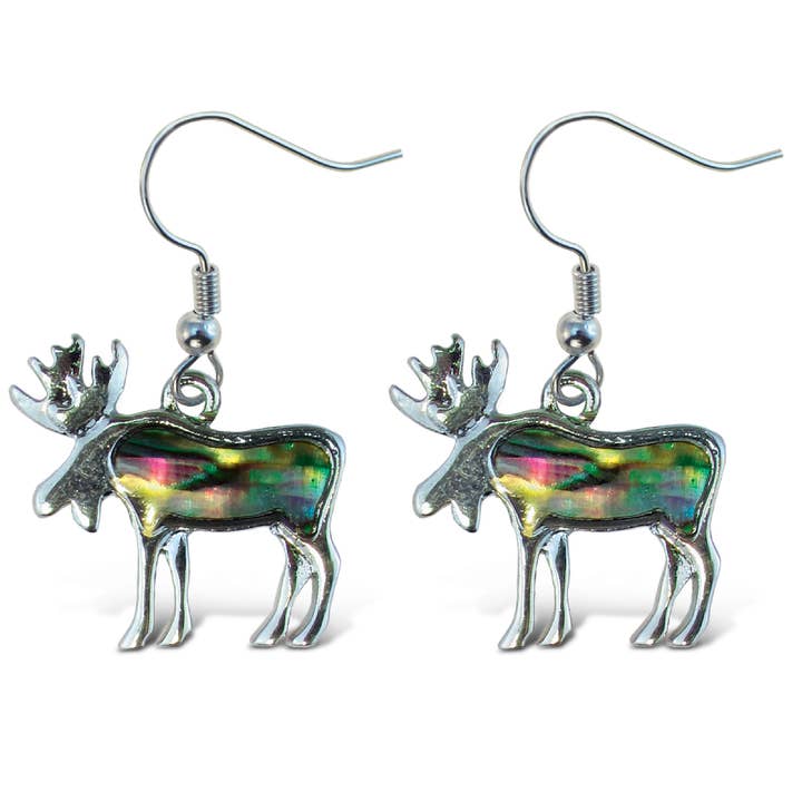 Örhängen - Dinglande Stift - Fiskkrok - Naturlig Paua - Älg för wholesale av Cota Global