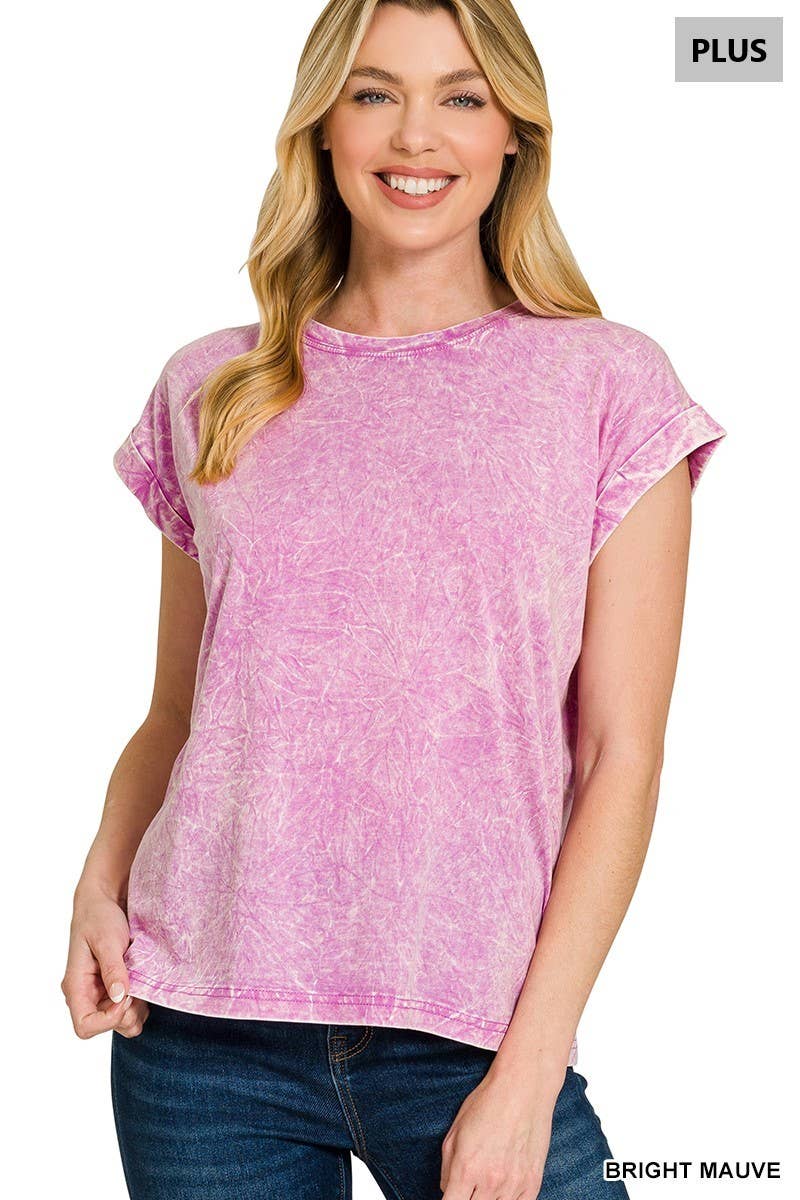 Vanilla Monkey - Vente Haut en maille – femme - T-shirt à manches courtes pliées, col rond, effet froissé Plus14