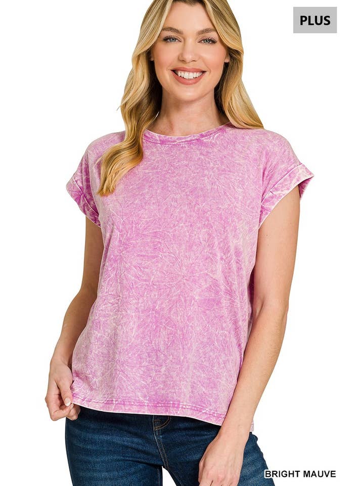 Vanilla Monkey - Vente Haut en maille – femme - T-shirt à manches courtes pliées, col rond, effet froissé Plus14