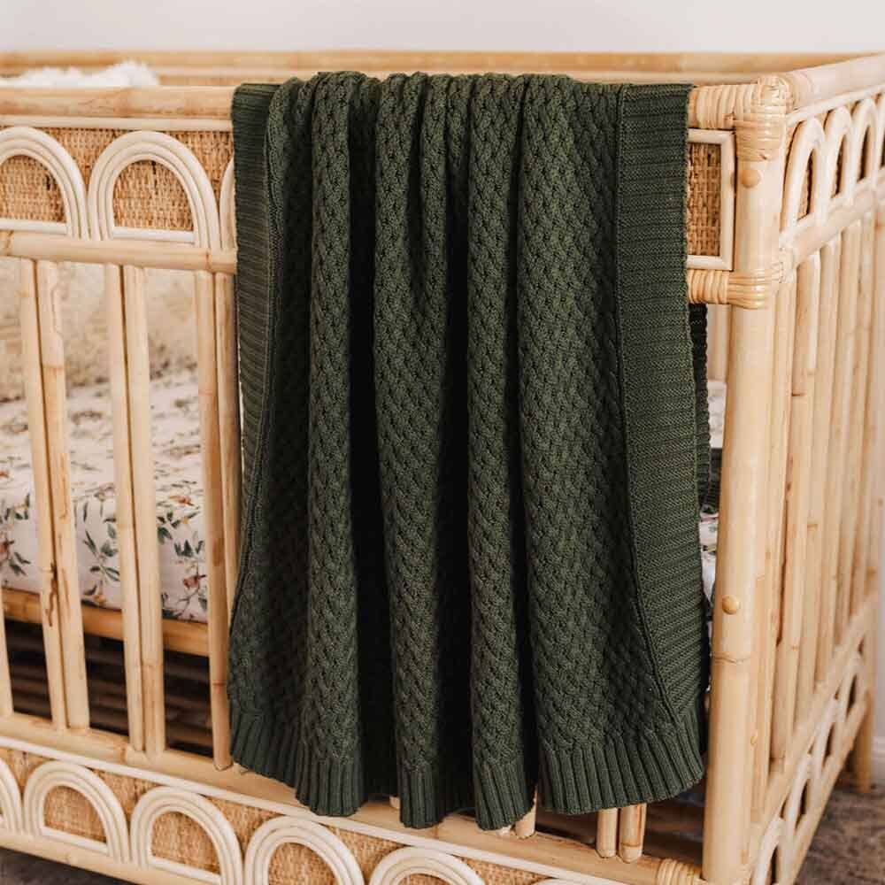 Snuggle Hunny - Vendita all'ingrosso Coperta - Bambini e neonati - Coperta per bambini biologica Olive Diamond Knit3