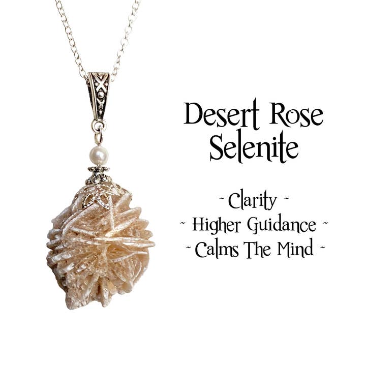 Desert Rose Selenite Necklace, Spirit Guardian, Protection and Guidance for wholesale by Glorious Healing Crystals