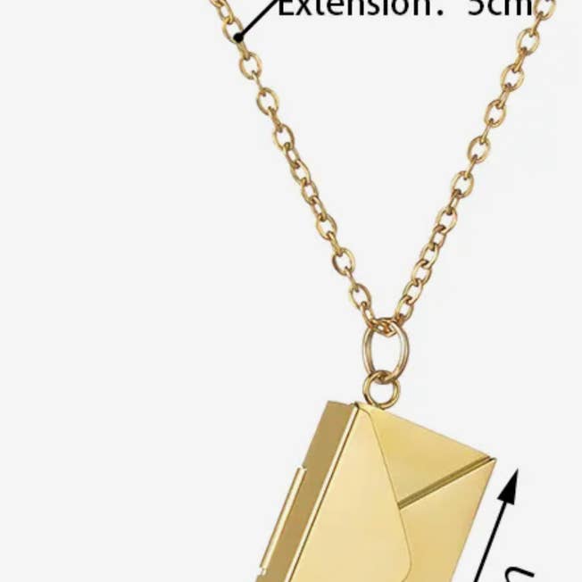 HoopLa - Vendita all'ingrosso Collana con ciondolo/pendaglio - Collana Love Letter in acciaio placcato oro 14K con busta e lettera13