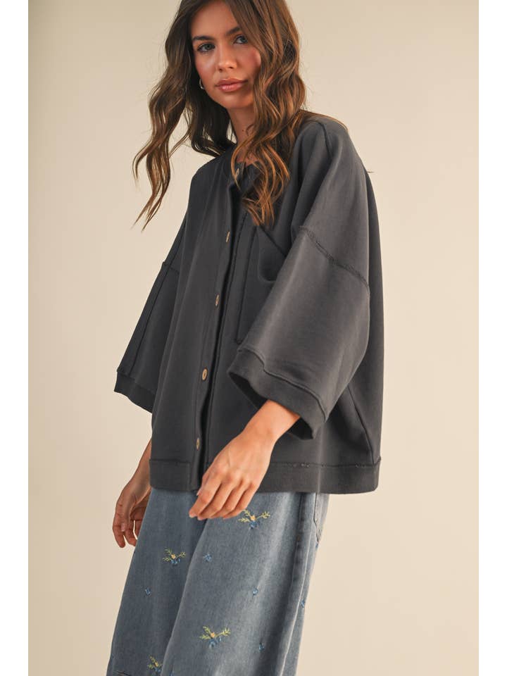 Klesis - Vente Chemise à col boutonné – femme - IJ1589 CHEMISE UNIE SURDIMENSIONNÉE À BOUTONS ET POCHE AVANT13