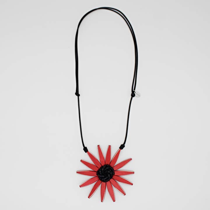 Sylca Designs - Wholesale Pendant/Charm Necklace - Red Amaya Flower Statement Necklace