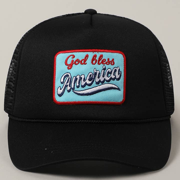 Fashion City - Wholesale Trucker Hat - Unisex - God Bless America Embroidery Patch Foam Hat
