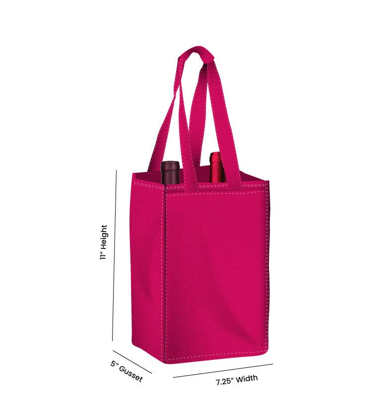 Non Woven Totes - Wholesale Wine Tote - Reusable 2-Bottle Wine Tote Bag-7.25x11x5 with Bottom Gusset | Custom Printed Wine Totes2