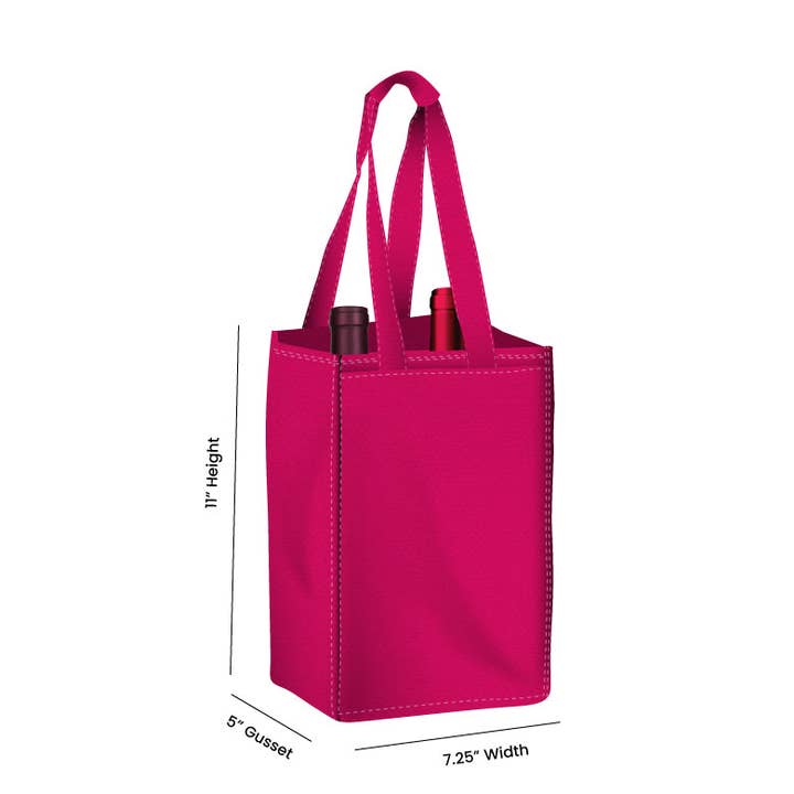 Non Woven Totes - Wholesale Wine tote - Reusable 2-Bottle Wine Tote Bag-7.25x11x5 with Bottom Gusset | Custom Printed Wine Totes2