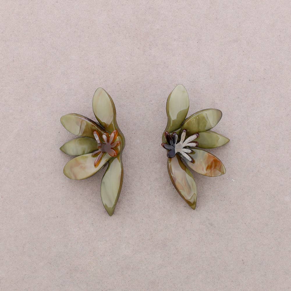 Sonata - Wholesale Snap Jewelry - Half Flower Resin Earrings8