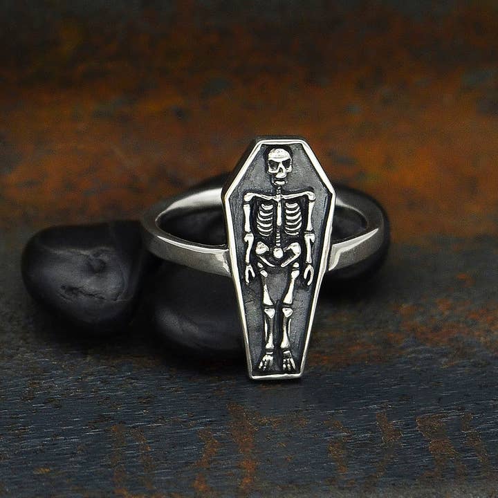 Nina Designs - Wholesale Cocktail/Statement Ring - Sterling Silver Skeleton Coffin Ring
