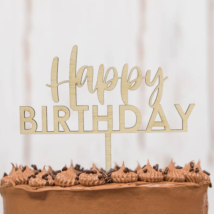 Decoración de madera para tarta de cumpleaños para venta al por mayor de Meridian Etch