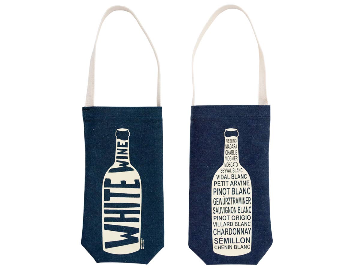 Maptote - Wholesale Wine Tote - White Single Wine Totes - USA Made Cotton Canvas Bag1