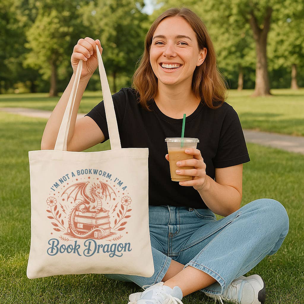 DaisyChainDesignCo - Vendita all'ingrosso Borsa tote - Donna - Borsa in tela per amanti dei libri e dei draghi