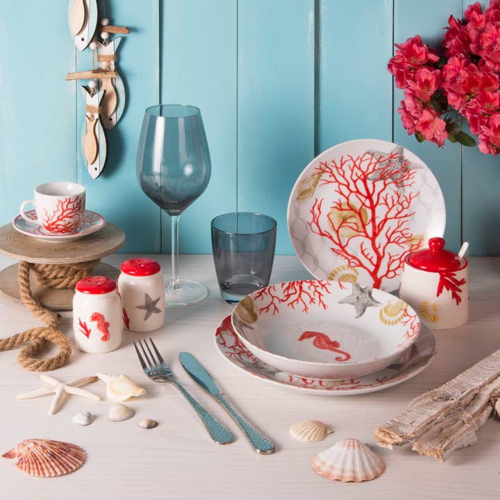 multicolour 18 Coral Dinnerware Set for wholesale on Faire5