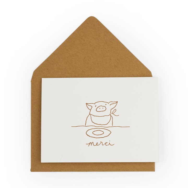 a wink design - Wholesale Thank You Card - merci pig notecard0