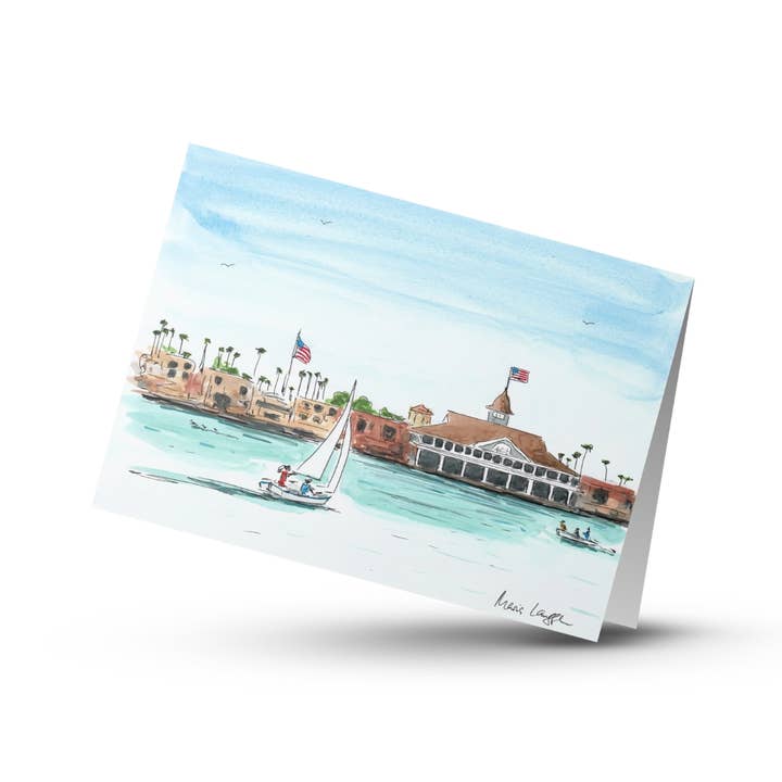 Biglietto di Auguri Piegato Balboa Pavilion 2 Newport con Busta per la vendita all'ingrosso da parte di Maria Langgle