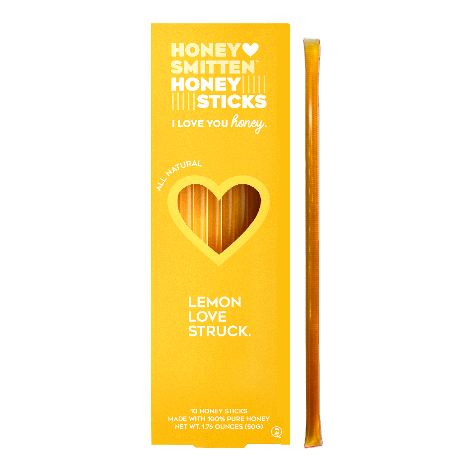 Honey Smitten - Wholesale Honey - Honey Sticks, LEMON LOVE STRUCK. 14 units3