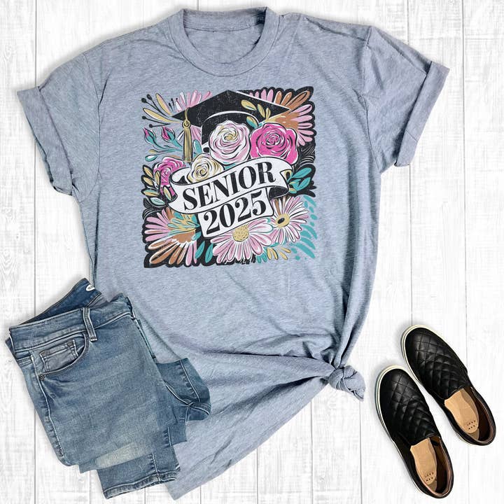 T-shirt Gráfica Boho Floral Senior 2025 por atacado de The Way Down South