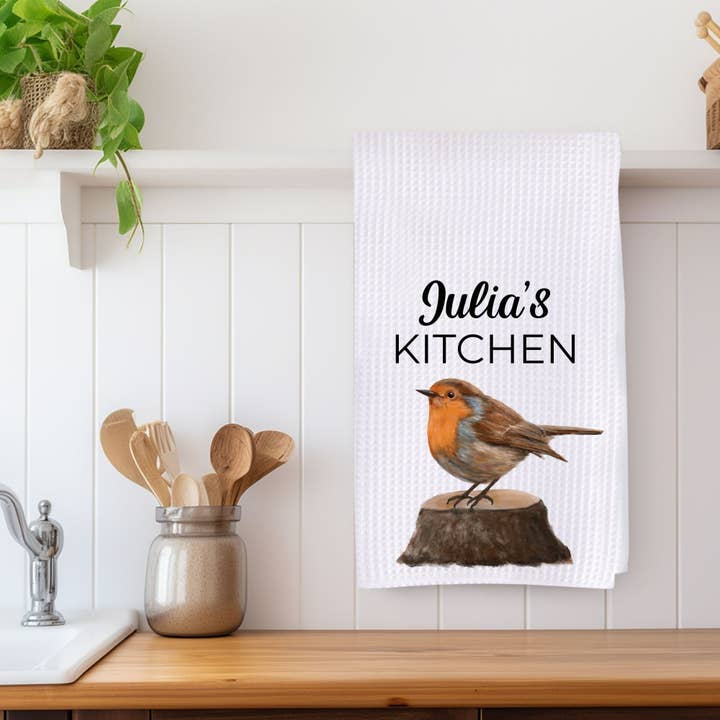 Europæisk Rødhals Køkkenhåndklæde for engroshandel hos MerikaArt