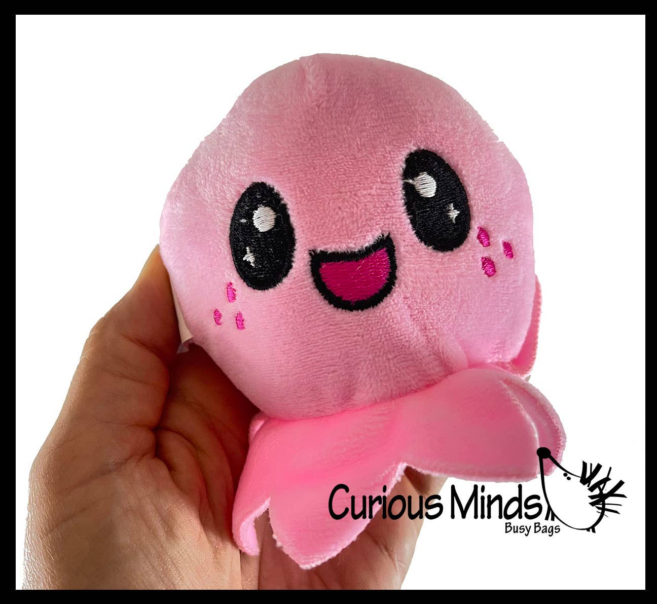 Curious Minds Toys – Engroshandel Plyslegetøj - Børn og baby – 1 Sød blæksprutte dyr glad trist plys flip indefra og ud Anima6
