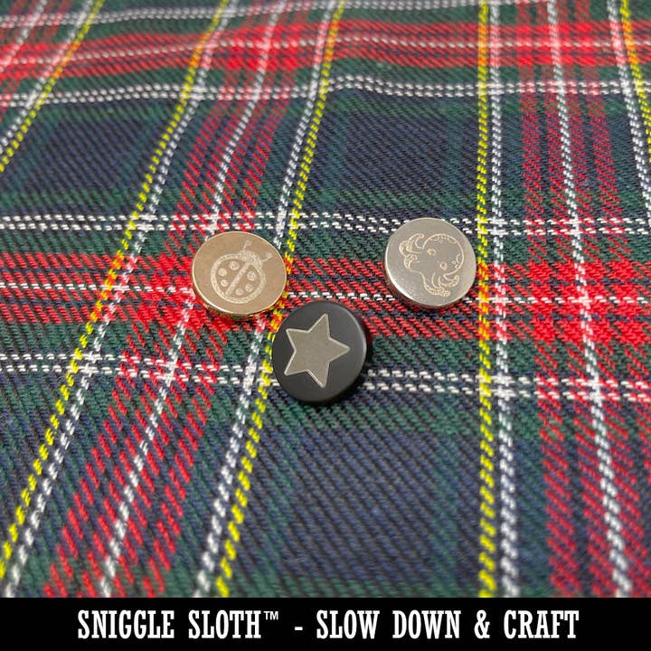 Sniggle Sloth - Wholesale Sewing Button/Snap - Sketchy Peace Sign Doodle 0.6" (15mm) Round Metal Shank Buttons for Sewing - Set of 10