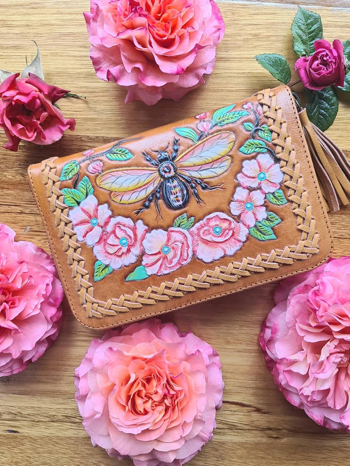 Bumble Bee leren portemonnee - Lichtbruin voor wholesale door Celestial Gypsy