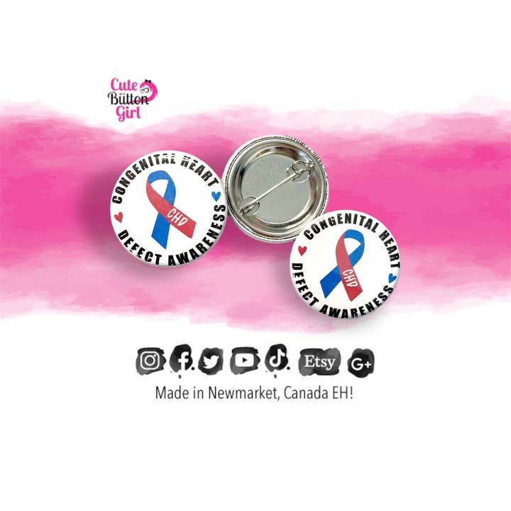 Bewustzijn van 1,25 en 2,25 inch aangeboren hartafwijkingen voor wholesale door Cute as a Button Girl
