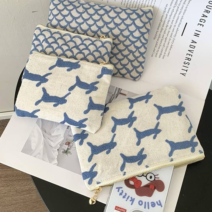 Funkyrel® Atzbranding Limited - Wholesale Makeup/Cosmetic Bag - Cosbai - Minimalist Blue-White Pouch & Makeup Bag3