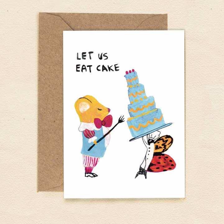 Biglietto di auguri Let Us Eat Cake | Ecologico | Prodotto nel Regno Unito per la vendita all'ingrosso da parte di Growing Wilder