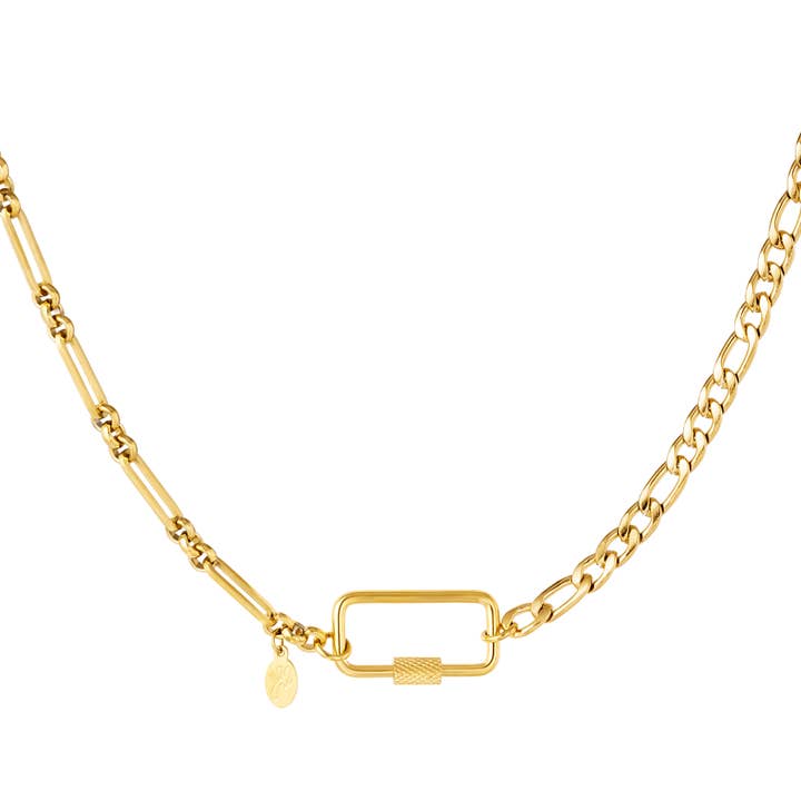 Two Chain Necklace With Rectangular Carabiner Lock for wholesale by SHINE BUY