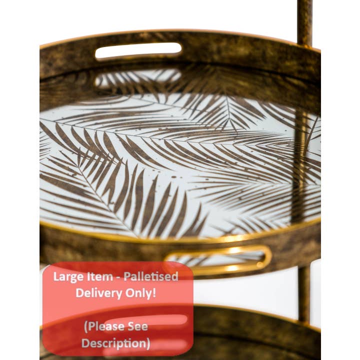 McGowan & Rutherford Ltd - Wholesale Serving Tray - Antique Gold Drinks Trolley W/ Mirrored Serving Trays2