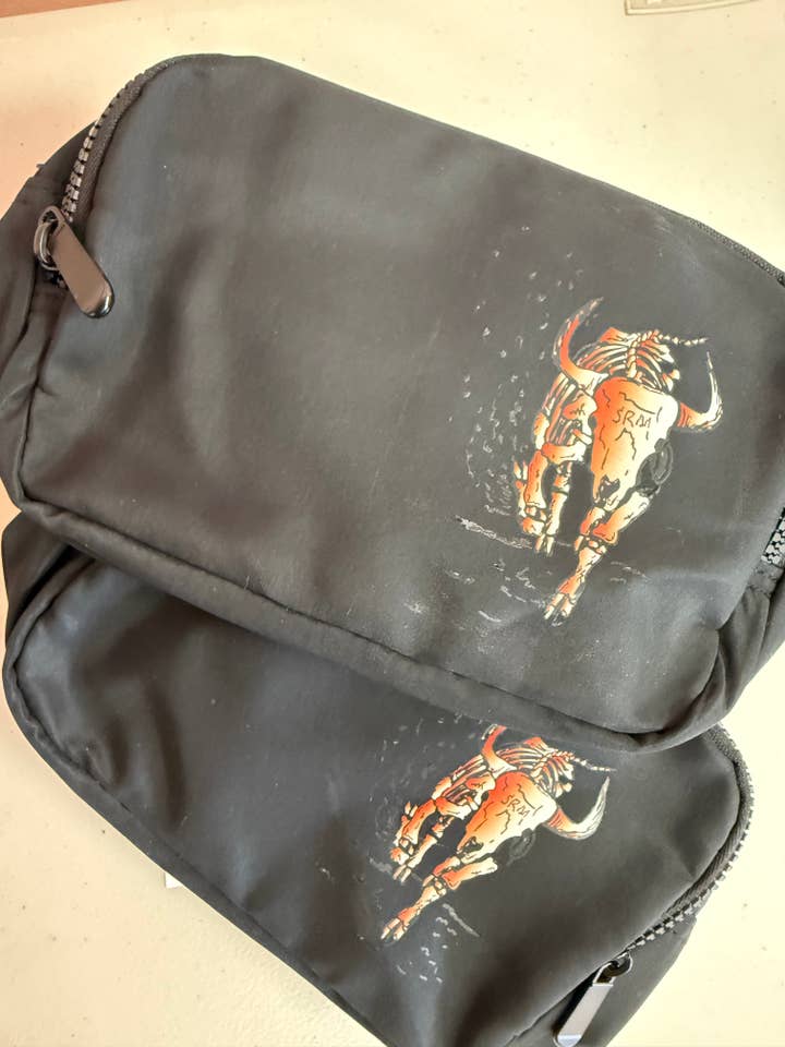 Black Anniversary Bull Belt Bag for wholesale by SRM Custom Art & Design