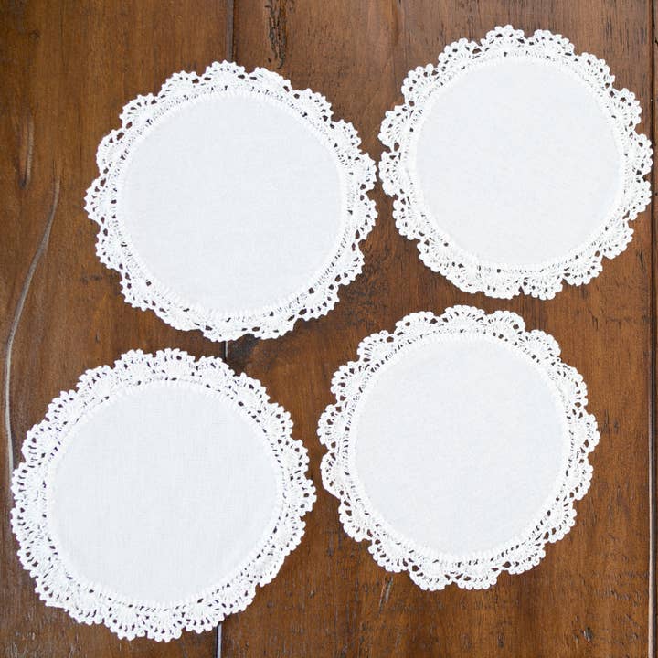 Heritage Lace - Wholesale Doily - Crochet Petal 8 in White Cotton Doily Set of 43